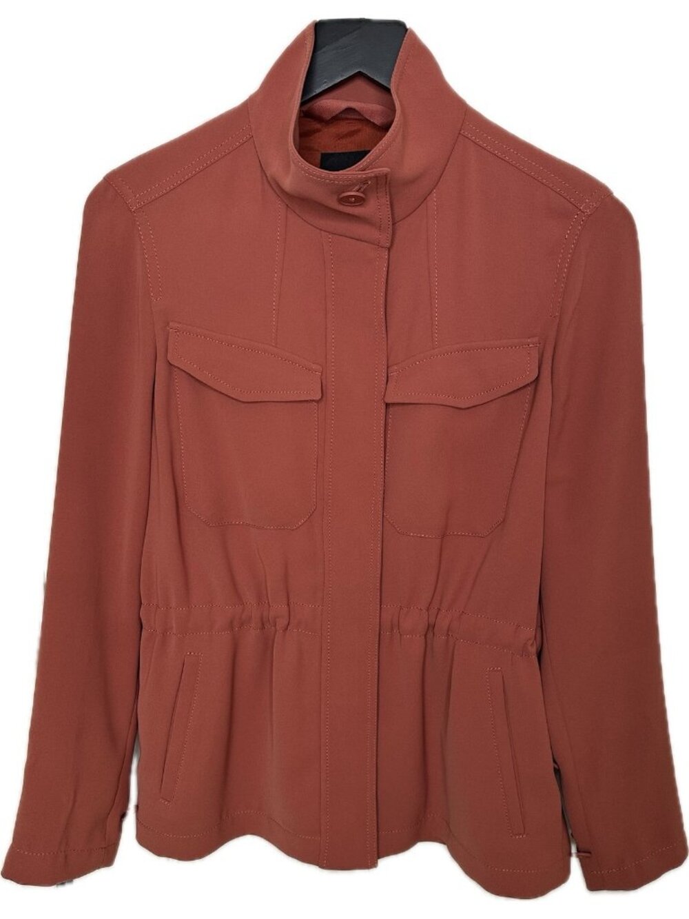 Banana Republic Utility Jacket Women’s XS Rust Orange lightweight cargo zip - Picture 2 of 10